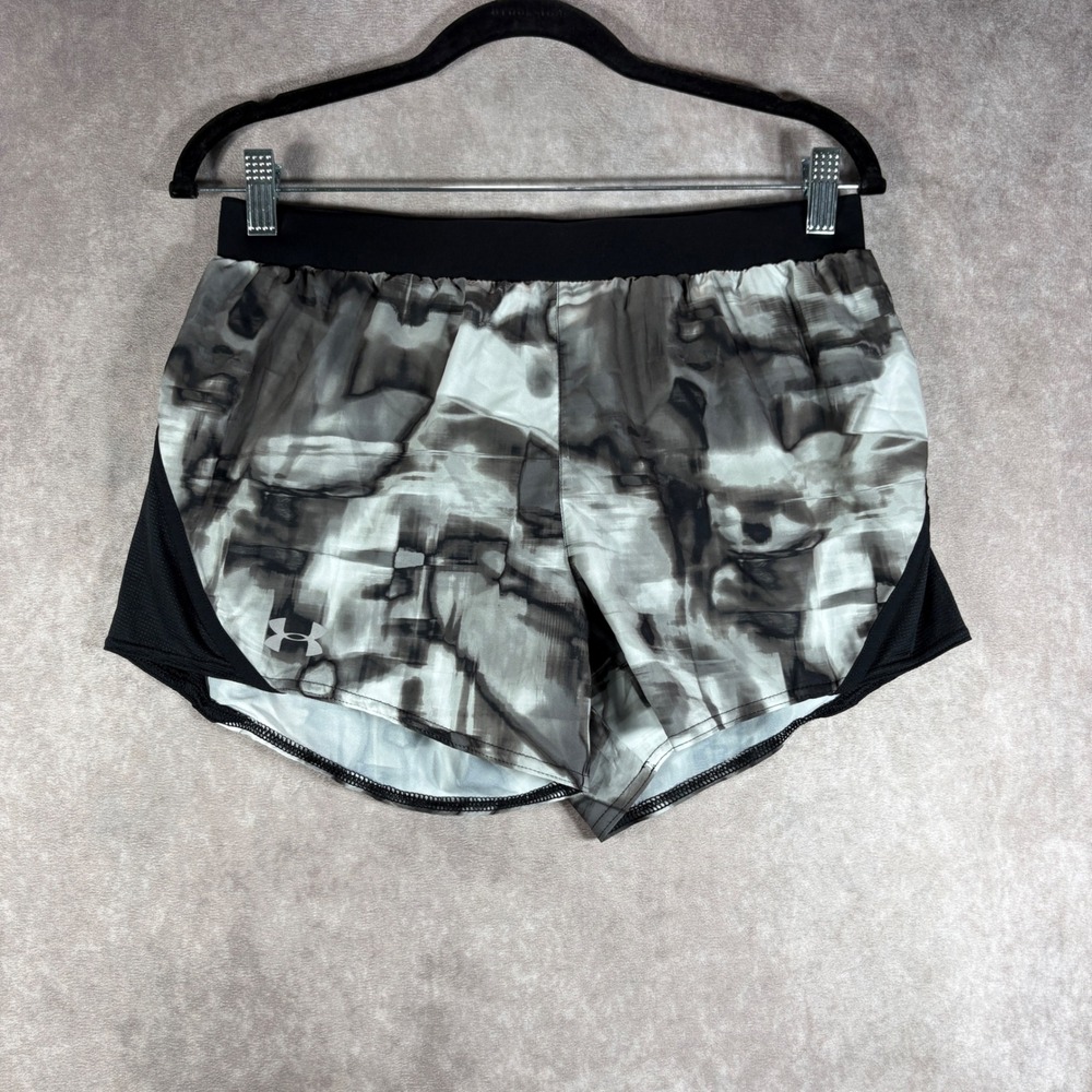 Under Armour Running Shorts Womens Medium Black HeatGear Printed Athletic Gym